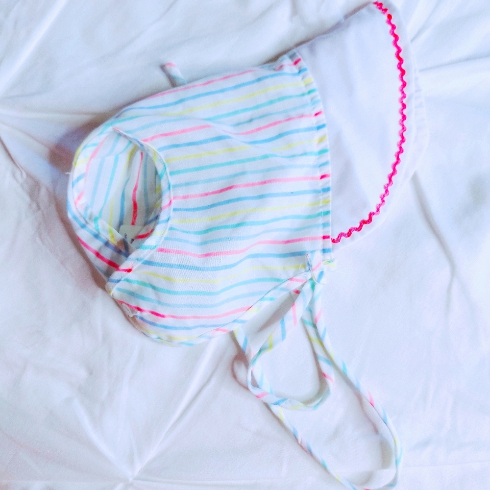 Vintage 90s Multicolored Baby Bonnet Rare Hat